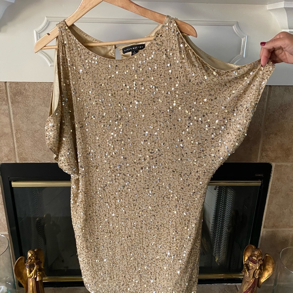 Aidan Mattos Sequin Fully beaded Cocktail Dress